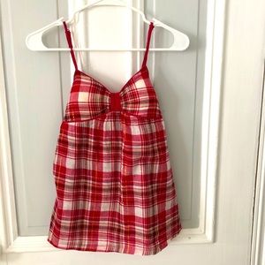 Flowy tank top with bow size medium pink and white checkered design
